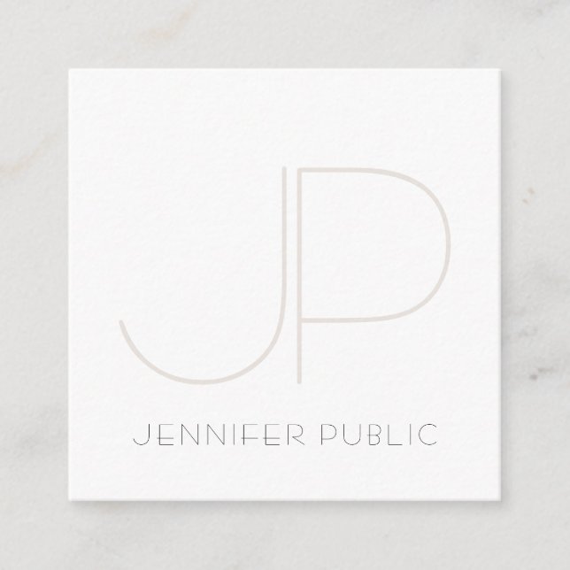 Stylish Modern Monogram Design Professional Plain Square Business Card (Front)