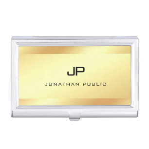 Stylish Modern Monogram Gold Look Template Business Card Case