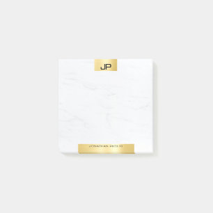 Stylish Modern Monogram Gold Marble Initials Post-it Notes