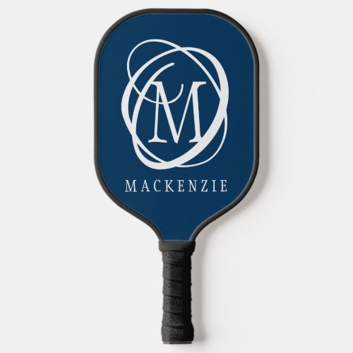 Stylish Modern Monogram Name Custom Color Pickleball Paddle