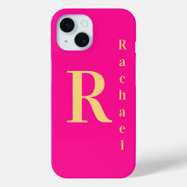 Stylish Modern Monogram Name Hot Pink Case-Mate iPhone Case (Back)