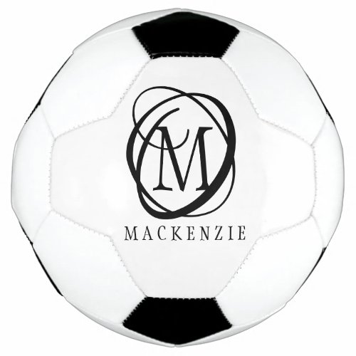 Stylish Modern Monogram Name Soccer Ball