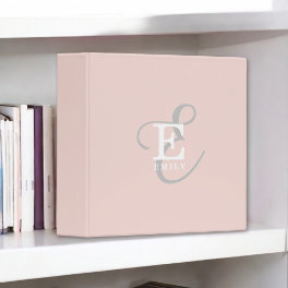 Stylish Modern Monogram Typography Blush Pink 3 Ring Binder