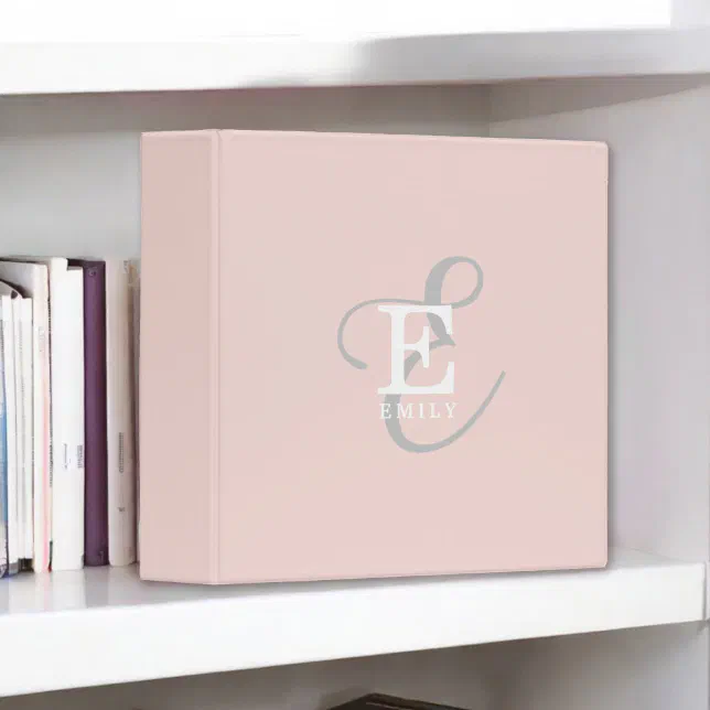 Stylish Modern Monogram Typography Blush Pink 3 Ring Binder | Zazzle