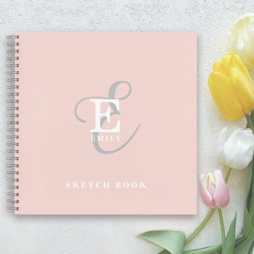 Stylish Modern Monogram Typography Blush Pink Notebook