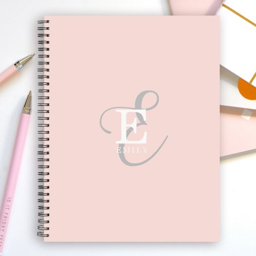 Stylish Modern Monogram Typography Blush Pink Planner