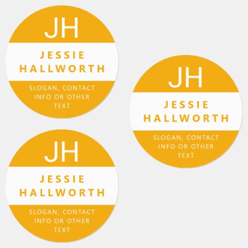 Stylish Modern Monogram Waterproof Yellow_Orange Labels