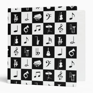 Stylish Modern Music Notes and Instruments 3 Ring Binder