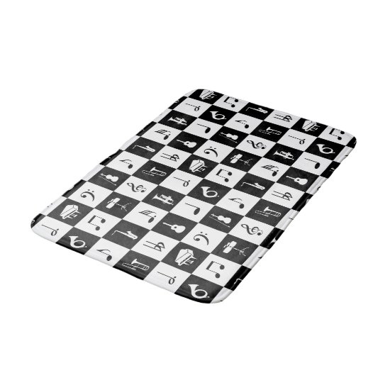 Stylish Modern Music Notes and Instruments Bath Mat