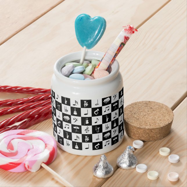 Stylish Modern Music Notes and Instruments Candy Jar (In Situ)