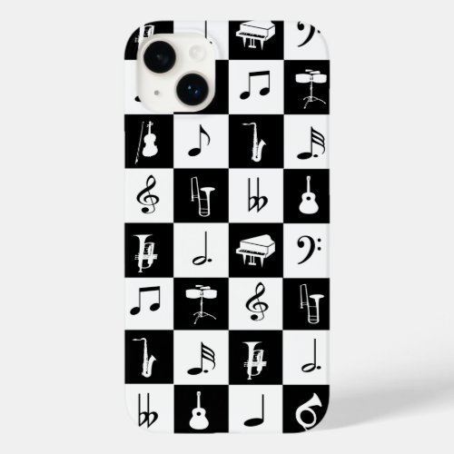 Stylish Modern Music Notes and Instruments Case_Mate iPhone 14 Plus Case