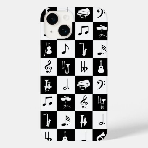 Stylish Modern Music Notes and Instruments Case_Mate iPhone 14 Case