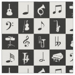 Stylish Modern Music Notes and Instruments Fabric