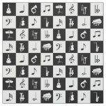 Stylish Modern Music Notes and Instruments Fabric