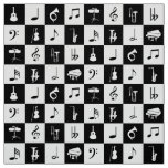 Stylish Modern Music Notes and Instruments Fabric