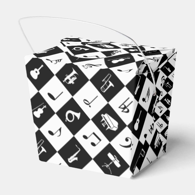 Stylish Modern Music Notes and Instruments Favor Boxes (Back Side)