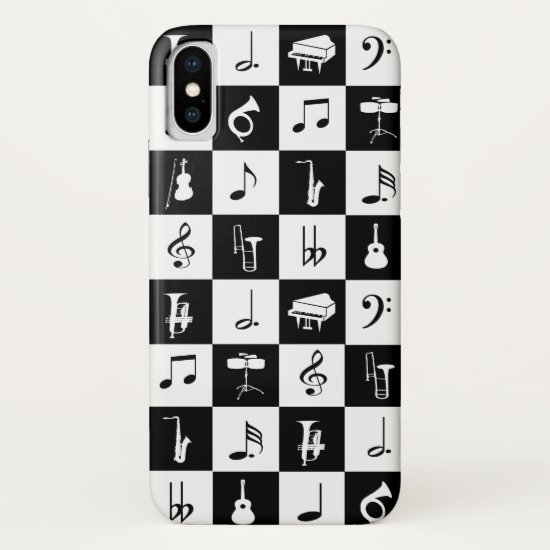 Stylish Modern Music Notes and Instruments iPhone XS Case