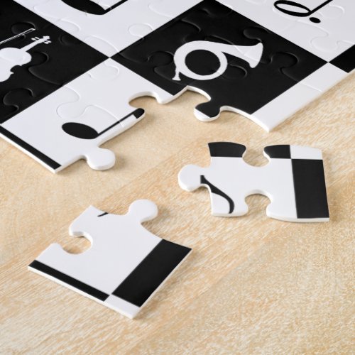 Stylish Modern Music Notes and Instruments Jigsaw Puzzle