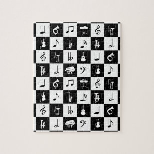 Stylish Modern Music Notes and Instruments Jigsaw Puzzle