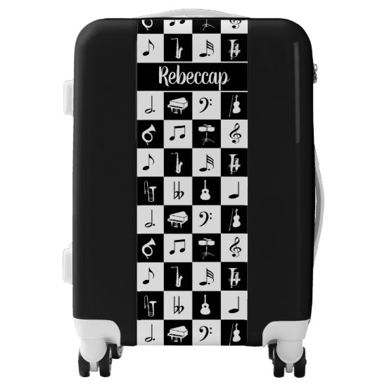 Stylish Modern Music Notes and Instruments Luggage