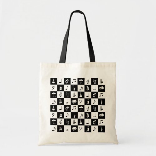 Stylish Modern Music Notes and Instruments Tote Bag