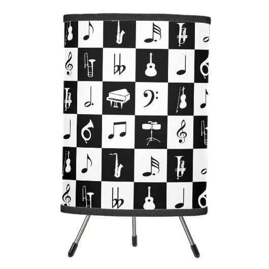 Stylish Modern Music Notes and Instruments Tripod Lamp (Front)