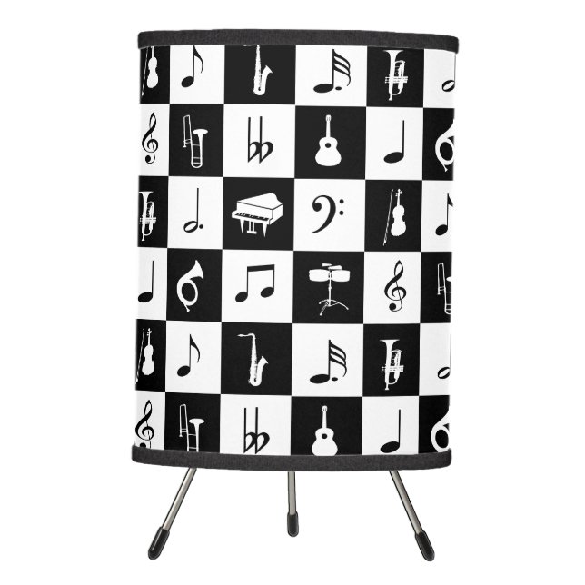 Stylish Modern Music Notes and Instruments Tripod Lamp (Front)