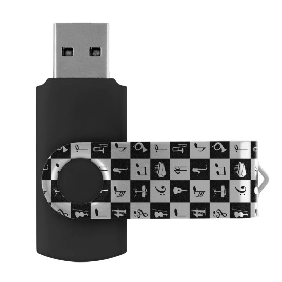 Stylish Modern Music Notes and Instruments USB Flash Drive