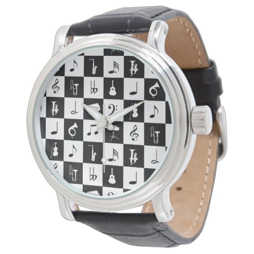 Stylish Modern Music Notes and Instruments Watch