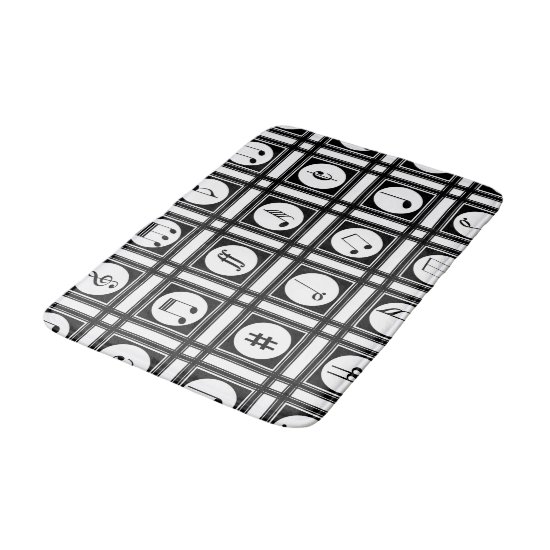 Stylish modern musical notes pattern bath mat
