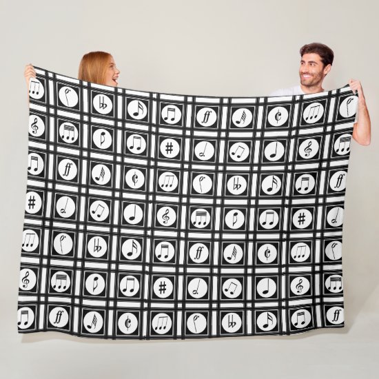 Stylish modern musical notes pattern fleece blanket