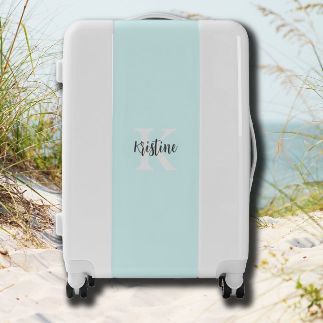 Stylish Modern Name Initial | Pastel Cyan Luggage (Creator Uploaded)