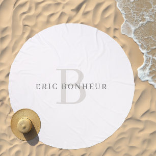 Stylish Modern Name & Monogram Beach Towel