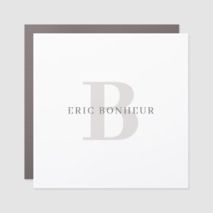 Stylish Modern Name & Monogram Car Magnet