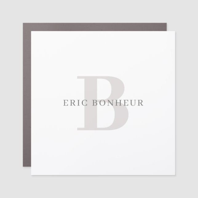 Stylish Modern Name & Monogram Car Magnet (Front)