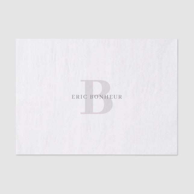Stylish Modern Name & Monogram Tissue Paper (Front)