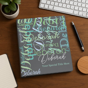 Stylish Modern Name Typography Gray 3 Ring Binder