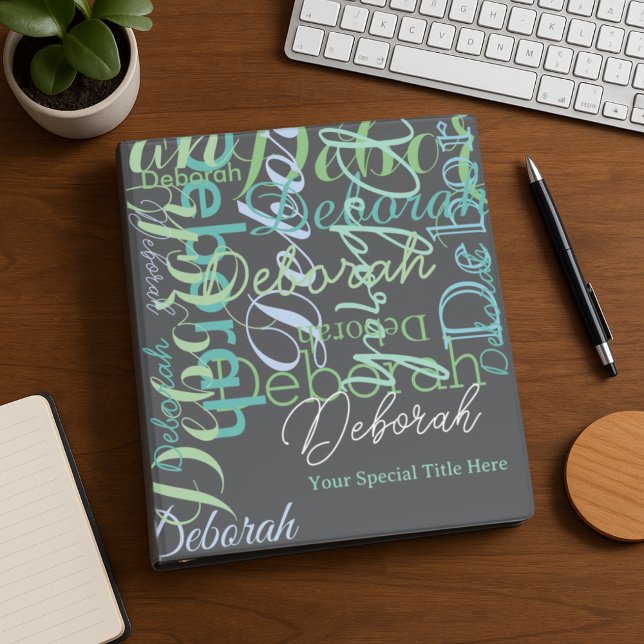 Stylish Modern Name Typography Gray 3 Ring Binder (Creator Uploaded)