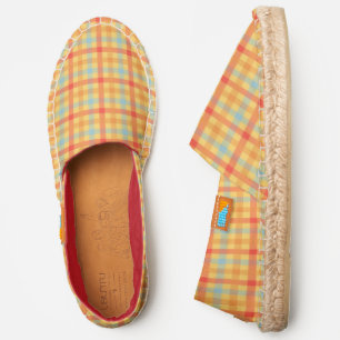 Stylish Modern Orange Tartan Pattern Espadrilles