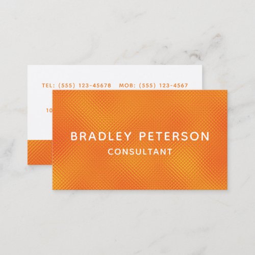 Stylish Modern Orange Textured Professional Chic Business Card