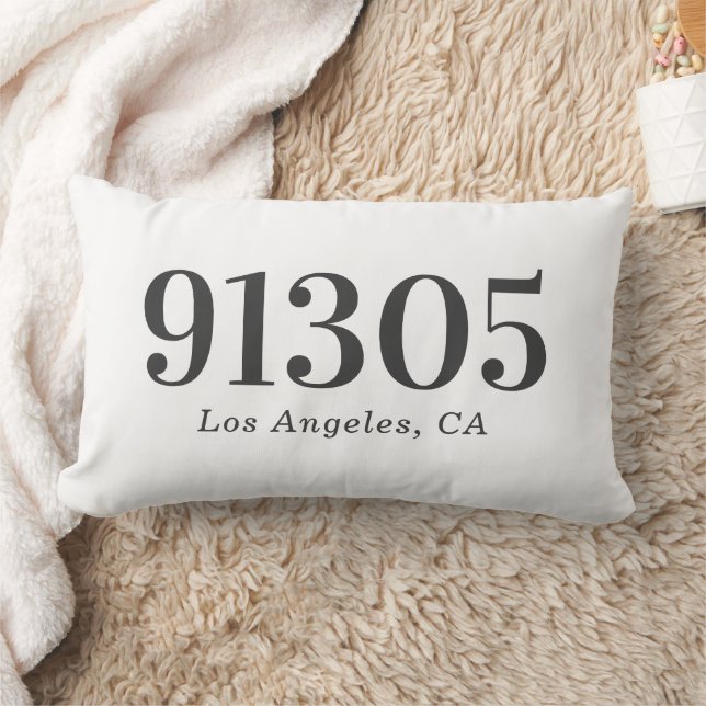 Stylish Modern Personalized Zip Code Lumbar Pillow (Blanket)