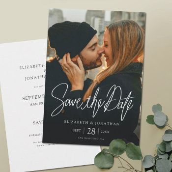 Stylish Modern Photo Save The Date Wedding Card by goattreedesigns at Zazzle