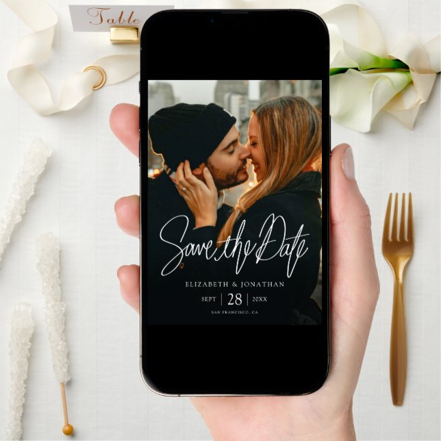 Stylish Modern Photo Save the Date Wedding Card (Front Digital)