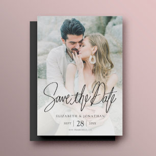 Stylish Modern Photo Save the Date Wedding Magnet