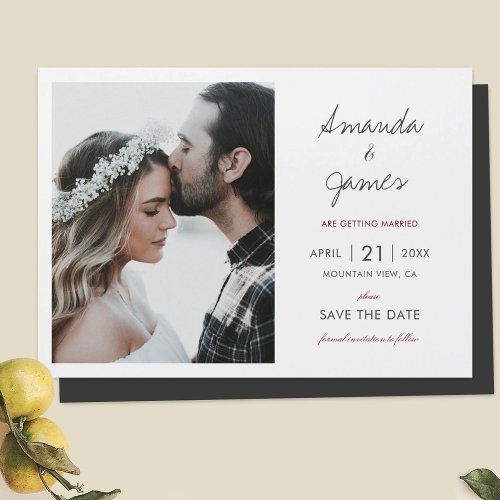 Stylish Modern Photo Wedding Save the Date Magnetic Invitation