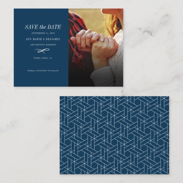Stylish Modern Photo Wedding Save The Date Note Card (Front/Back)