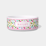 Stylish Modern Pineapple Pattern | Color<br><div class="desc">My daughter became obsessed with pineapples recently,  and the obsession kind of grew on me... so some fun pineapple designs and patterns were born! This stylish pet feeding bowl features a colorful pineapple pattern and a template for your furry friend's name!</div>