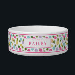 Stylish Modern Pineapple Pattern | Color Bowl<br><div class="desc">My daughter became obsessed with pineapples recently,  and the obsession kind of grew on me... so some fun pineapple designs and patterns were born! This stylish pet feeding bowl features a colorful pineapple pattern and a template for your furry friend's name!</div>