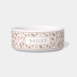 Stylish Modern Pineapple Pattern | Rose Gold<br><div class="desc">My daughter became obsessed with pineapples recently,  and the obsession kind of grew on me... so some fun pineapple designs and patterns were born! This stylish pet feeding bowl features a faux rose gold foil pineapple pattern and a template for your furry friend's name!</div>