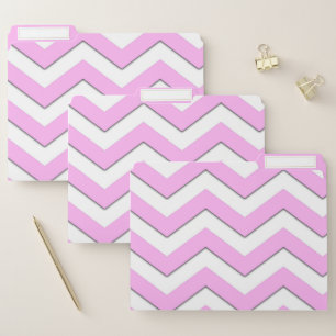 Stylish Modern Pink Chevron Pattern Zigzag Stripes File Folder